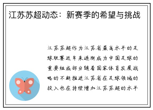 江苏苏超动态：新赛季的希望与挑战